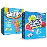 Jolly Rancher & Skittles Tropical Drink Mix Variety Pack – 60 Singles to Go Powdered Drink Mix Sticks – Zero Sugar, Low Calorie Water Flavor Packets – Candy & Tropical Fruit Flavors