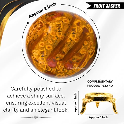 Image of Certified Crystal Fruit Jasper Ball for Meditation - Premium Crystal Vastu Items for Home and Feng Shui Items for Good Luck - Ideal for Pooja Supplies and Spiritual Practices (2 Inch)