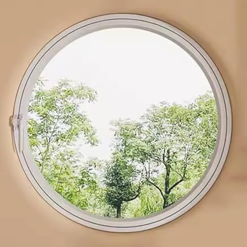 TWHZSAI Ventana abatible Redonda giratoria empotrada de aleación de Aluminio y Vidrio Templado, Ideal para baño, Dormitorio, Cocina y hogar, Color Blanco, 3110 cm/43,3 Pulgadas