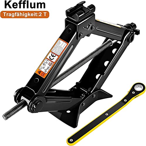 kefflum Scherenwagenheber 2000 kg Wagenheber Professioneller Scherenwagenheber Rangierwagenheber Auto Heber 2T Wagenheber MechanischHeber mit Ratsche