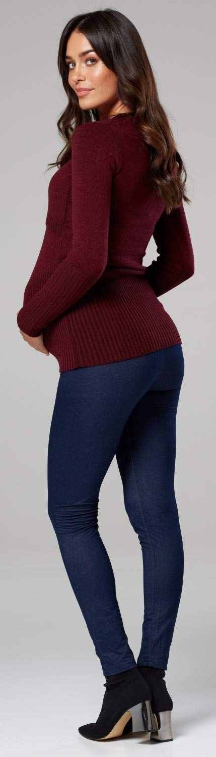 Happy Mama.Premaman L'Allattamento al Seno Maglione Manica Lunga V Collo.454p (Cremisi, IT 40/42, S/M)