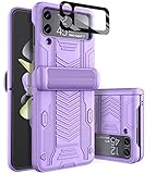 Viaotaily Armor Case for Samsung Galaxy Z Flip 4, Built-in Lens Camera Protector & Hinge Protection,