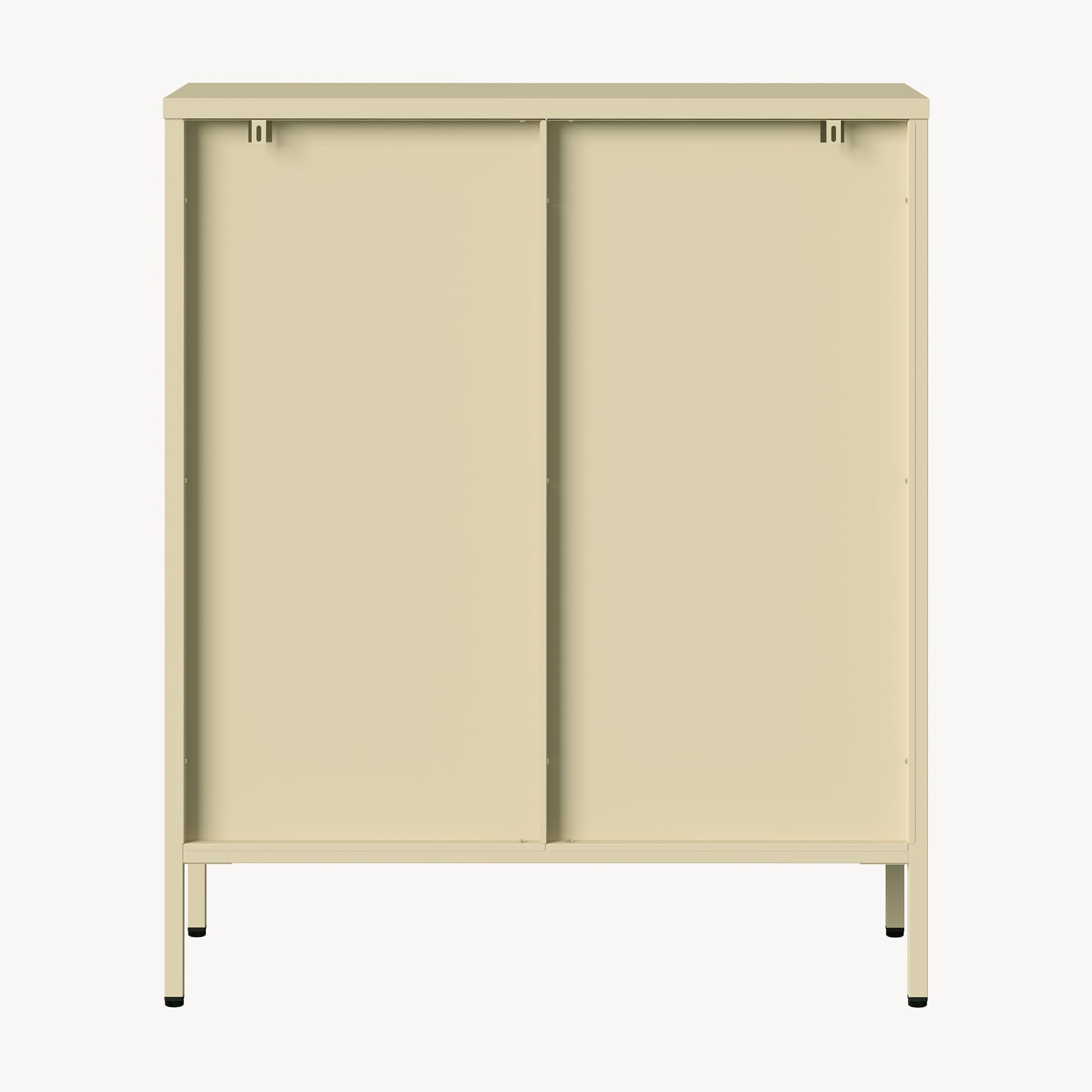 [en.casa] Vitrina Klippestad Aparador Alto 2 Puertas de Cristal Transparente 3 Compartimentos Cerrados Mueble Auxiliar para Cocina Comedor Oficina Acero 95 x 80 x 35 cm - Camel