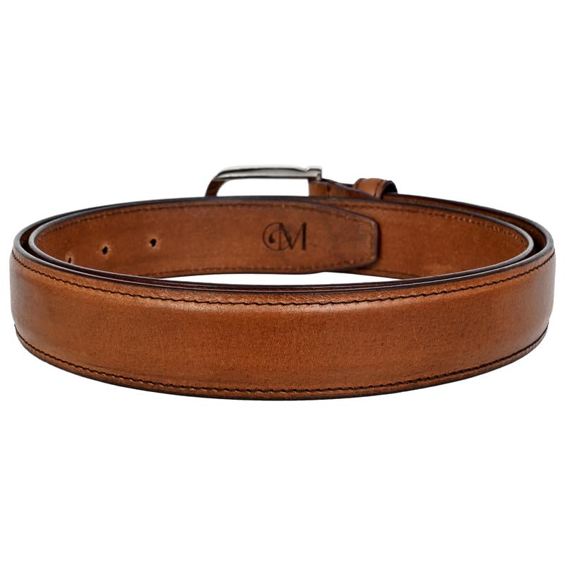 Image of Genuine Leather Belt for Men - Adjustable Waistband Belt for Jeans & Dress Pants Zinc Casted Buckle - Formal & Casual