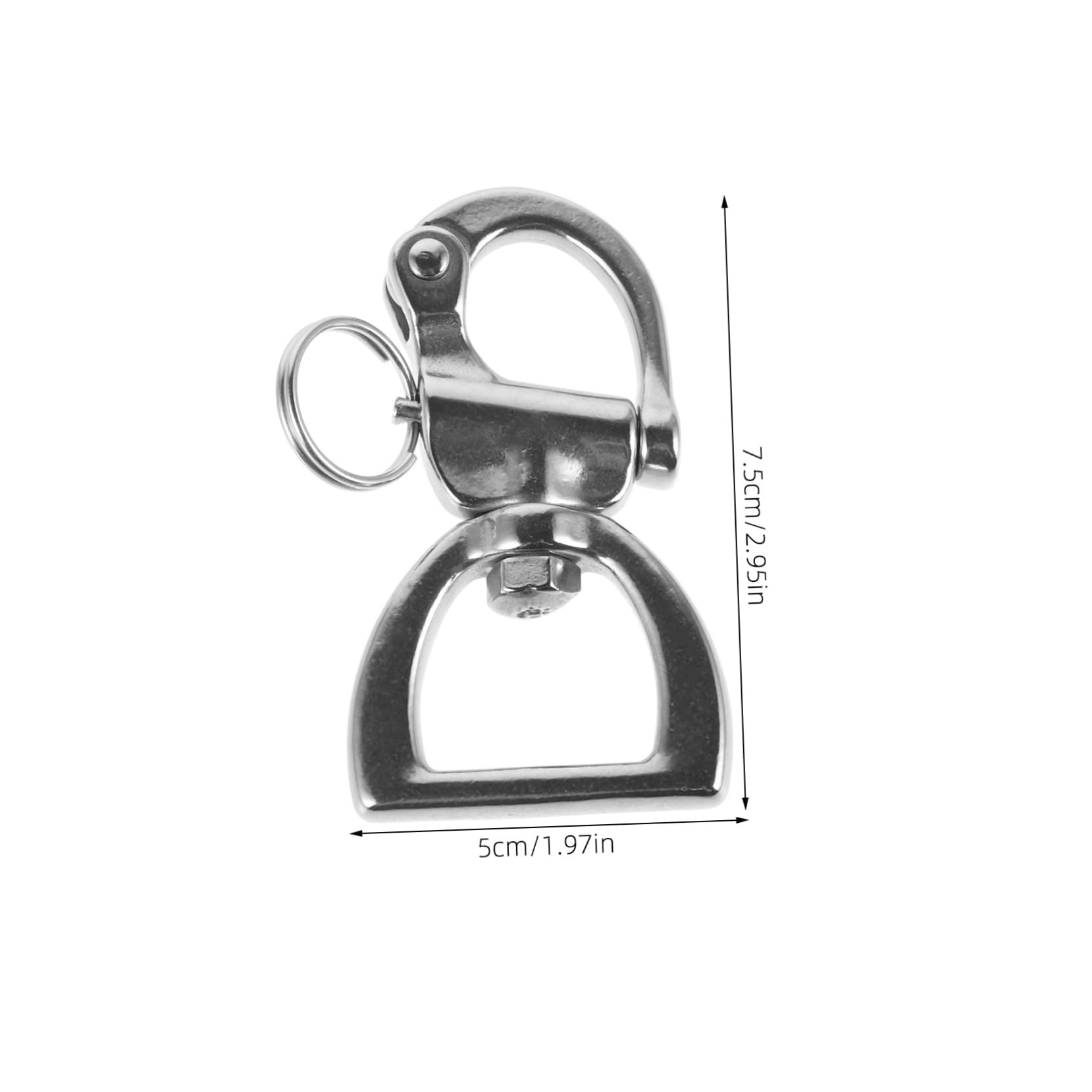 Happyyami Fishing Boat Swivel Carabiner Stainless Steel Outdoor Shackle Rotary Spring Buckle Belt Buckle Versatile for Yacht Outdoor