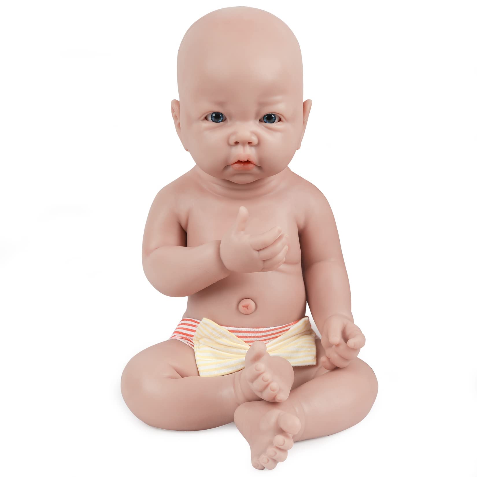 Vollence 17 inch Lifelike Reborn Silicone Baby Dolls Eyes Open Real Realistic Newborn Baby Dolls with Gift Box - Girl
