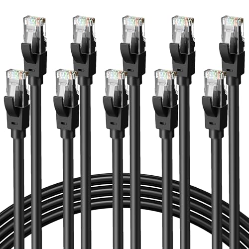 Câble réseau haut débit compatible Cat8 40 Gbit/s lot de 10 cordons LAN Cat6 1,8 m blindés