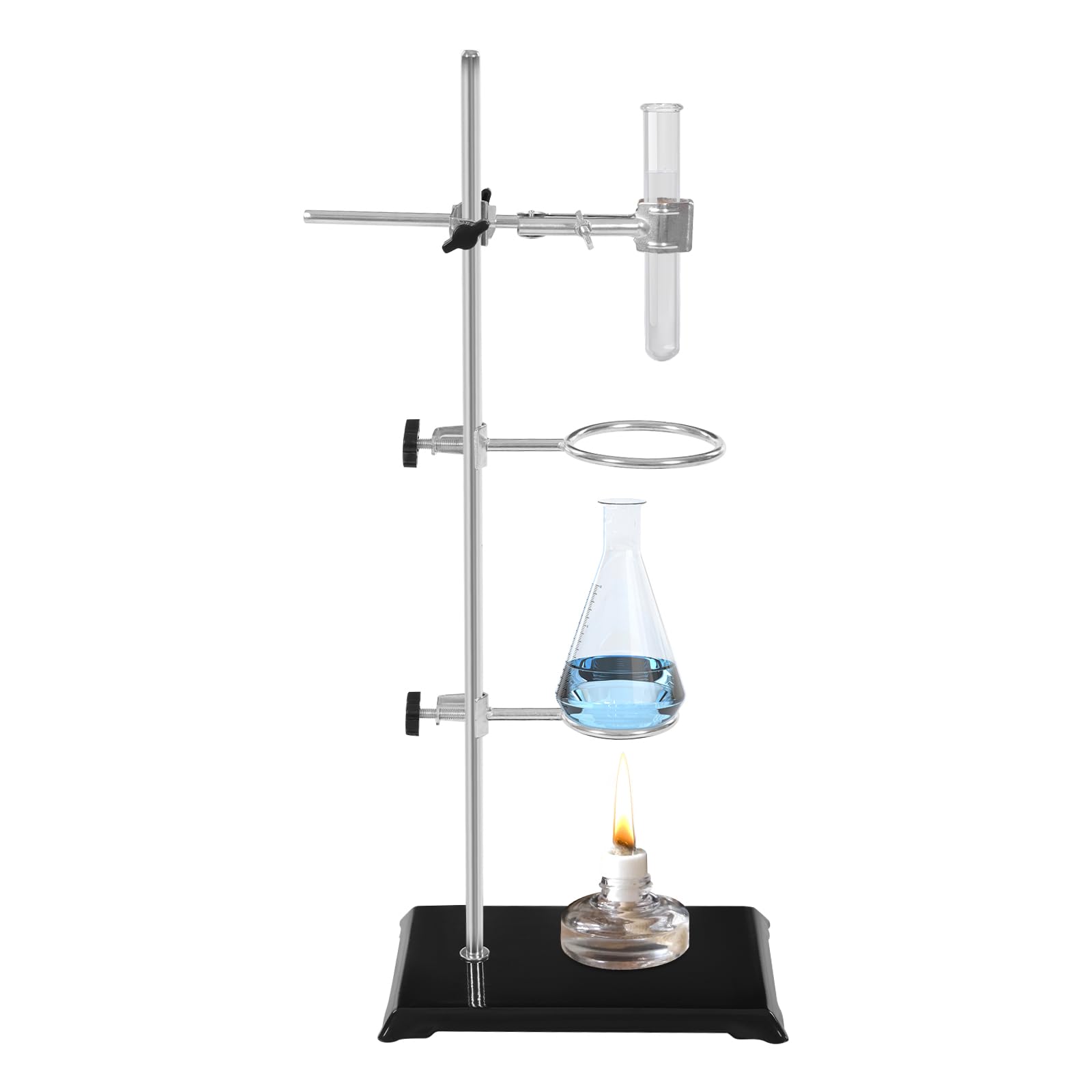 Supporto da laboratorio da 50 cm con base stabile, treppiede da laboratorio con morsetto regolabile e imbottitura protettiva, supporto in metallo per filtrazione e riscaldamento, set di treppiedi per