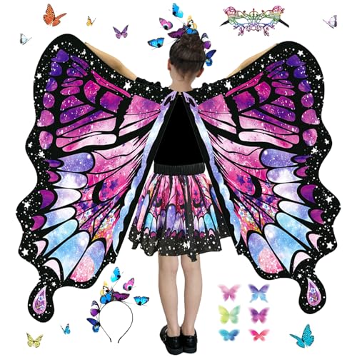Ailes de Papillon,Déguisement Papillon,Costume de Papillons,Cape d'ailes de Papillons,Kit de Déguisement de Fée Papillonse,pour Carnaval,Carnaval,Soirée à Thème