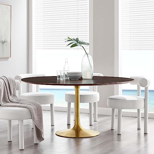 Image of Modway Lippa Dining Table, 60 inch, Gold Cherry Walnut