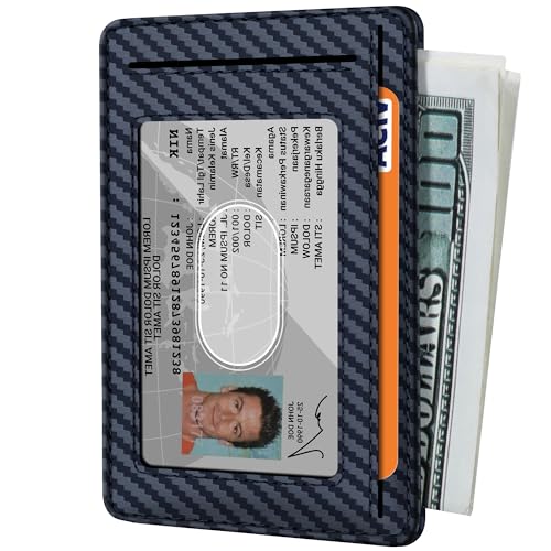Image of Travelambo Slim Minimalist Wallet for Men, RFID Blocking Credit Card Holder, Front Pocket ID Card Case, Gifts for Men, Husband, Boyfriend, Teenage
