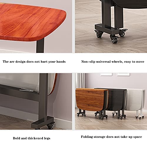 UPIKIT Folding Dining Table Drop Leaf Table with 6 Wheels, Wood Rectangular Dining Table, Extendable Kitchen Table, Space Saving Adjustable Drop Leaf Table for Bedroom Dining Room Home Brown 6 UPIKIT Folding Dining Table Drop Leaf Table with 6 Wheels, Wood Rectangular Dining Table, Extendable Kitchen Table, Space Saving Adjustable Drop Leaf Table for Bedroom Dining Room Home Brown - Image 6