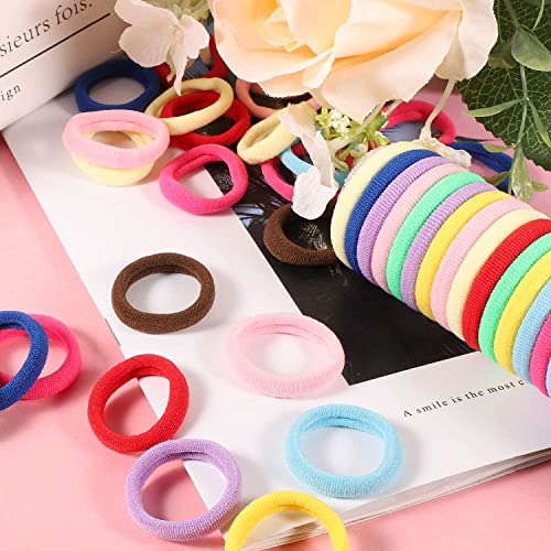 Image of Diversa Small Hair Elastics Kids Hair Bands Baby Girl Hair Rubber Bands Tiny Ponytail Holders Soft Mini Hair Ties (Neon Multicolor, Pack of 100 Pcs)