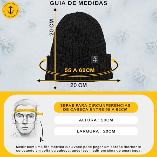 Kit 2 Gorros Inverno Touca de Frio Lã Canelada Gelo Neve Vento Orelha Quentinha Proteção Unissex (BR