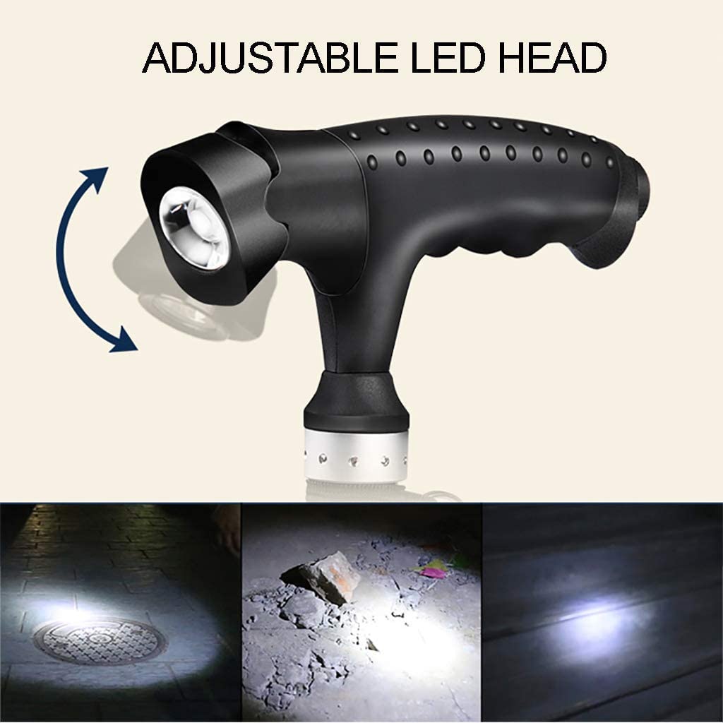Andadores para Personas Mayores Bastones con luz LED - Bastones livianos de Altura Ajustable Muleta para Caminar con manija en T, para Hombres Mujeres Artritis Personas Mayores Andador con Ruedas,