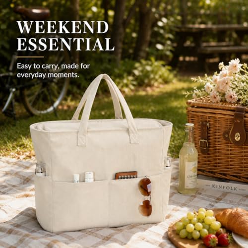 Image of LEDAOU Large Beach Bag Women Waterproof Sandproof Zipper Beach Tote Pool Bag for Swim Gym Grocery Travel with Wet Pocket