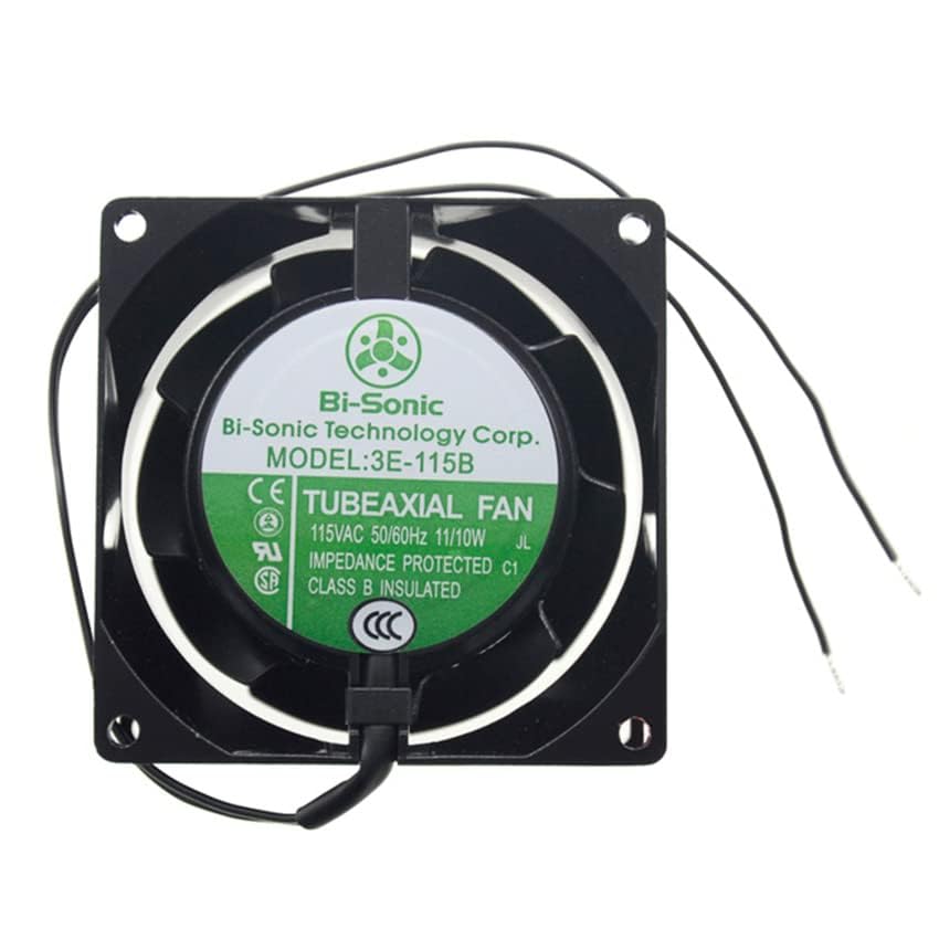 Bi-Sonic 3E-115B 8CM Metal High Temperature AC Fan 115V 11W - 2700 RPM, 26 CFM, 31 dBA, Durable Cooling Solution for Electronics