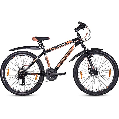 HERO CYCLES Kid's Howler 26T 21-Speed Dual Disc Cycle (Black and Orange)