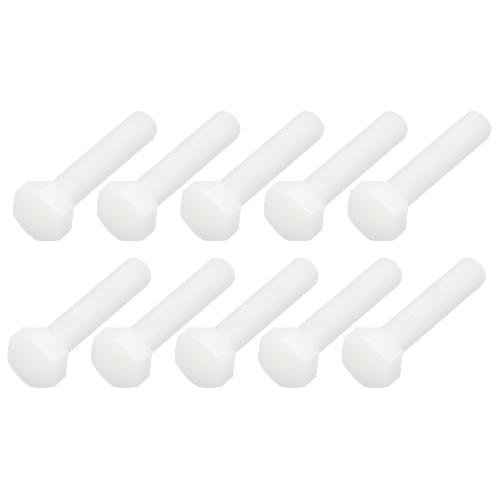 METALLIXITY Nylon Hex Bolts (M8-1.25x40mm) 30Pcs, Plastic Coarse Fully Threaded Metric Hex Head Cap Screw Bolt