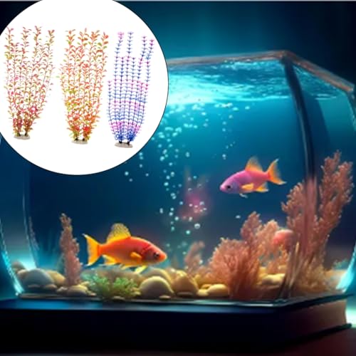 Herbe d'eau artificielle pour aquarium avec leste en céramique stable - 3