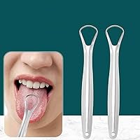 Vista 2 de Raspador de lengua para adultos para reducir el mal aliento, limpiadores de lengua de acero inoxidable, raspador de lengua de metal, limpiador