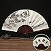 2 Pcs Large Folding Hand Fans,13 inch Bamboo Fabric Fans with Chinese Traditional Painting for Performance,Decorations (Mountain & Water)