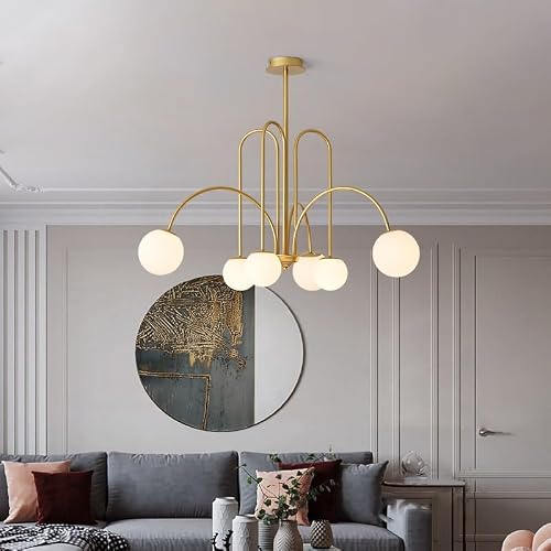 WAQIDCXBOA Nordic Lighting for Living Room Bedroom Decoration Gold Chandelier Glass Ball Hanging Lamp Kitchen Lounge Led Light