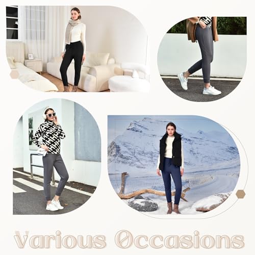 Stanpetix Jogginghose Damen Winter - Sporthosen für Frauen Plüsch Gefüttert Warme High Waist Sweatpants (Schwarz,M)