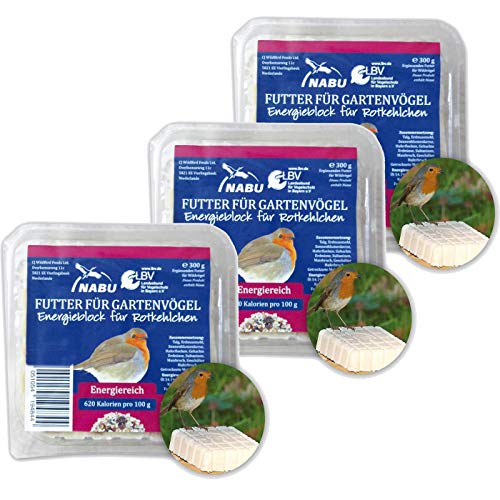 CJ Wildlife Energieblock für Rotkelchen und andere Wildvögel mit Mehlwürmer, Sparpack 7 x 300 g