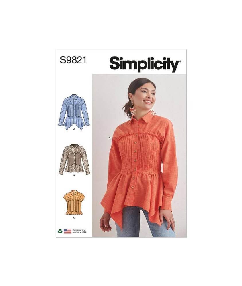 Chemisier pour femme Simplicity SS9821H5 avec col et manches patron de couture