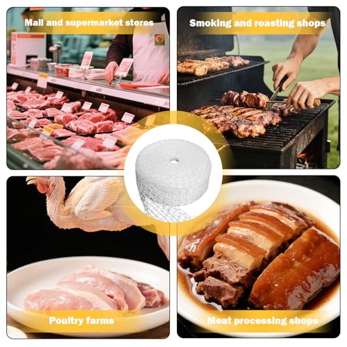 Weiß Schinkennetz Zum RäUchern,Grillrost,Gerollter Grillrost,Rollbratennetz,RäUchernetz,Bratennetz,Baumwollnetz Zum Aufbewahren,Grillen Und Kochen Von Fleisch,Nr.16 Elastischer Grillrost (5 Meter)