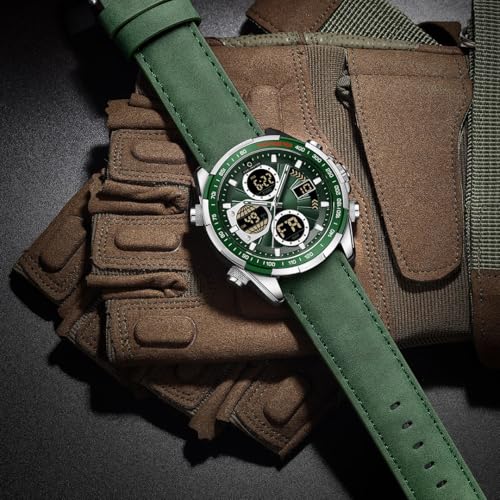 Image of Carlington Nitro Analog-Digital Men's Premium Leather Strap Wrist Watch | Quartz Movement | Water & Shock Resistant Watch for Men | Casual & Formal Wear - CT 9197