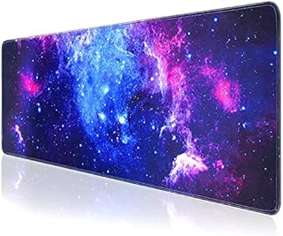 Gaming Mouse Pad, QOMOLAMA Large Mouse Pad XL 31. 5x11.8in, Big Extended Computer Keyboard Mouse Mat Desk Pad for Laptop with Stitched Edges, Waterproof Mousepad for Gamer Home&Office -Galaxy