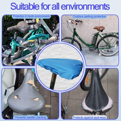 Image of Waterproof Bicycle Seat Covers Dustproof Rainproof UV-Resistant and Windproof Easy to Install and Clean Reusable Suitable for Men's and Women's Mountain Bike and Narrow Seats(2pcs Sky Blue)