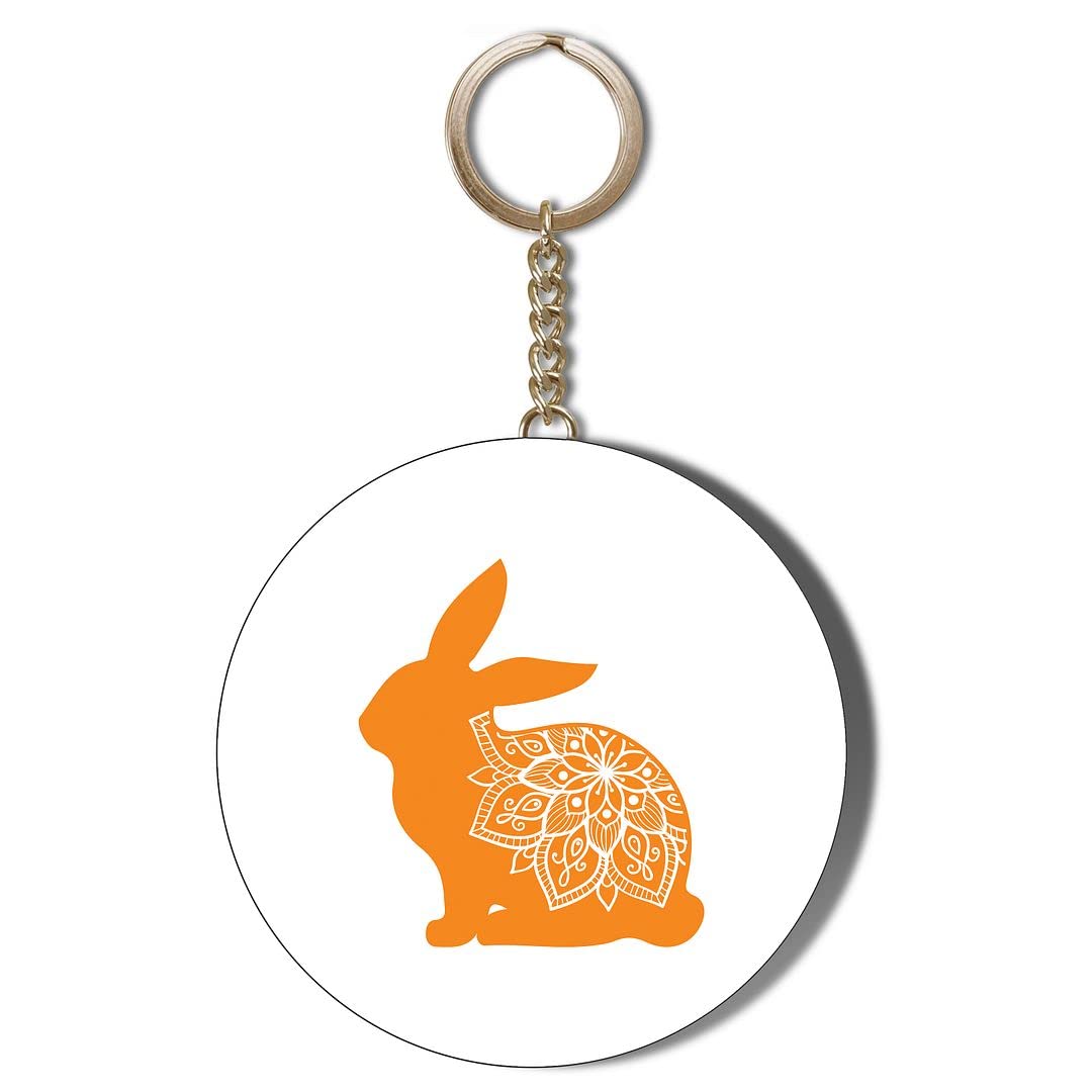 Gift Insanity White Retro Rabbit 55Mm Keyring Bottle Opener