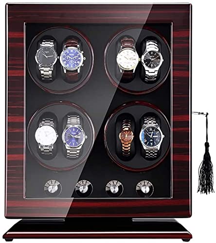 Watch Winder Bobinadora automática para Reloj, Caja enrolladora para 8 Relojes, 5 Modos de rotación, Carcasa de Madera, Pintura de Piano, Accesorios de Motor silenciosos para Exterior Watch Winder