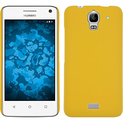 PhoneNatic Custodia Rigida Compatibile con Huawei Y360 - gommata Giallo - Cover + Pellicola Protettiva