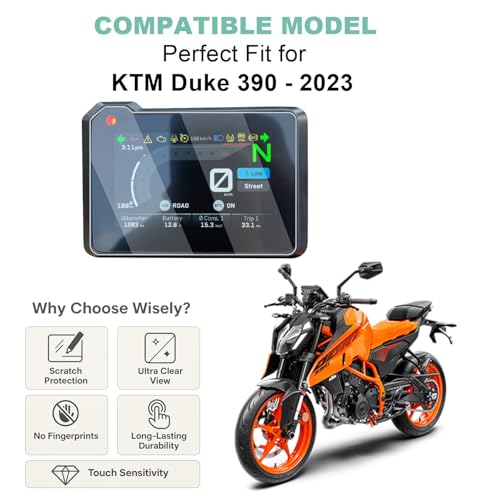 Image of Wisely Pack 2 - Premium Screen Guard for KTM Duke 390 Bike 2023 - TFT 5-Inch Display Digital Meter Protector - HD Clear, Full Cover - Easy Installation Kit - Speedometer Accessories