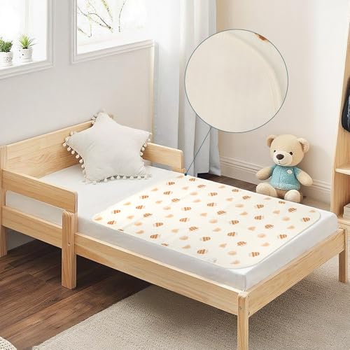 Image of Waterproof Crib Pad, Washable Baby Cotton Changing Pads,39 inchX27 inch(1 Pack), Pee Proof Mattress Cover Toddler Bed, Toddler Mattress