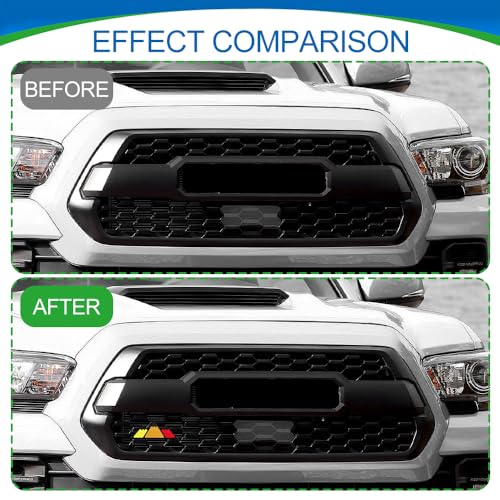 Image of Tri-Color Grille Decor Badge, Front Grill Emblem, Tri-Color Grille Badge Emblem Decoration Accessories, Grille Insert Trims Car Decor Fit for Tacoma 4Runner Tundra (Snow Mountain Red)