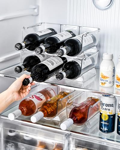 JWYTA Transparent Wine Rack Stackable Bottle Holder for Refrigerator Beverage Storage and Organization at Home (3 Link)