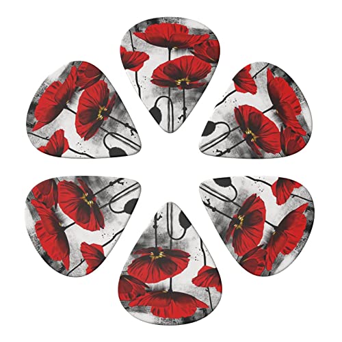 Beautiful Poppy Flower Ink Lot de 6 médiators pour guitare acoustique, guitare électrique, basse, ukulélé – fins, moyens… - Les Beatles, Paul McCartney, John Lennon, RIngo Starr, George Harrison Beautiful Poppy Flower Ink Lot de 6 médiators pour guitare acoustique, guitare électrique, basse, ukulélé – fins, moyens… – Image 5