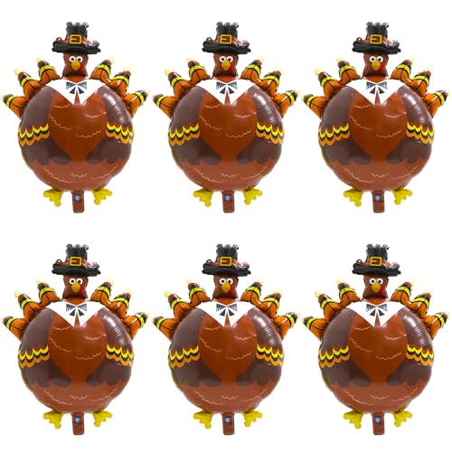 Cartoon Thanksgiving Day Turkey Balloon Thanksgiving Supplies Fall Harvest Festival Party Balloon 6 Pack Cute Turkey Balloons For Thanks Giving Day Autumn Fall Birthday Baby Shower Bridal Wedding