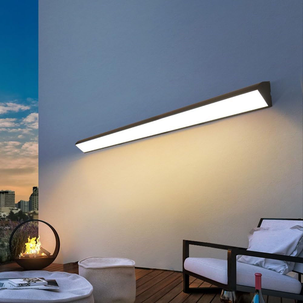LED Terrazza Impermeabili Applique da parete Esterno Moderna Nera Lampada da parete Interni Metallo Acrilico Barra Luminosa Lunga Bagno Soggiorno Scale Illuminazione da parete (4000K,90CM)
