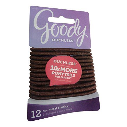 Goody WoMens Ouchless Elastics, Brunette, 12 Count