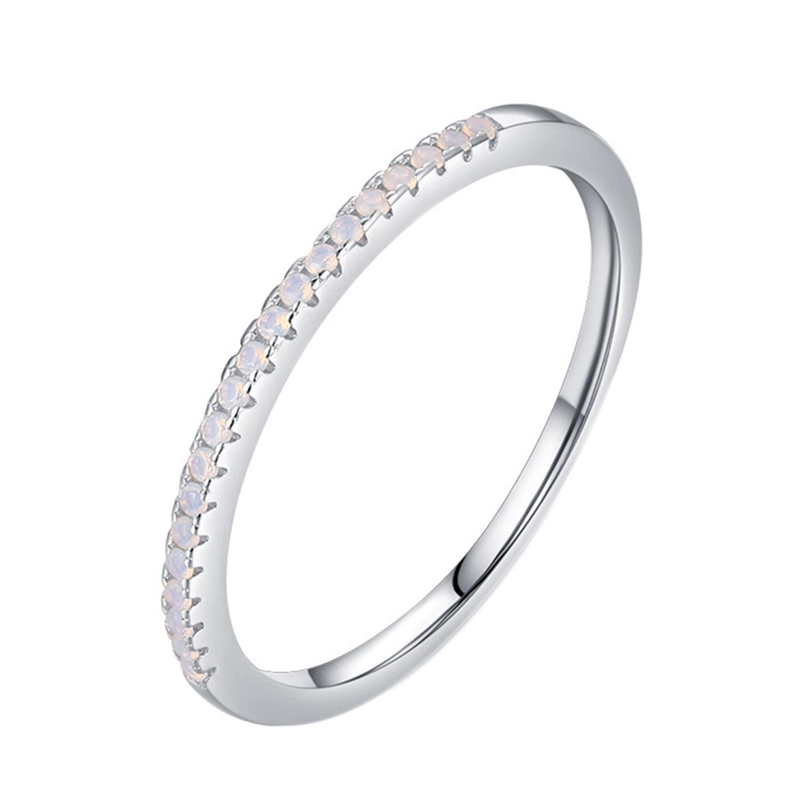 KnSam 9K/14K Weiß Gold Hochzeitsring, Moissanit Antragsring Au375/ 585 Weißgold, Zart Ewigkeitsring Memoirering Hochzeitsband Echtgold Schmuck, Gr.47-62