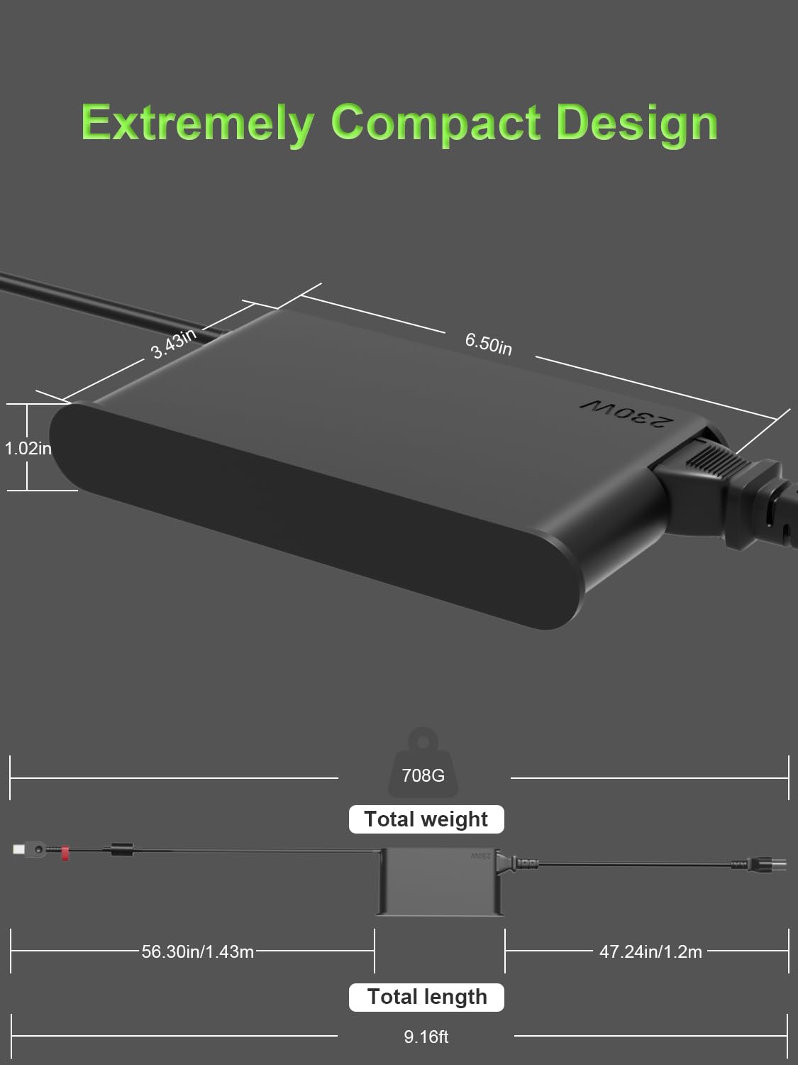 Cargador Slim 230W Compatible con Lenovo Legion Pro Slim 5 5i 5P 7 S7 Y740 Y920 Y720 Y545 R720 ThinkPad P73 P72 P71 P70 P53 P52 ideapad Y910 Y900 Laptop