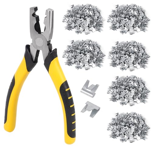 JLUHYANN 1800PCS Wire Cage Clips and Pliers Rabbit Chicken Wire Cage Clips J Clip Snap Fencing Pliers for Bird Pet Dog Hog Cages Building Supplies