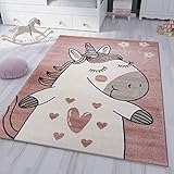 VIMODA kinderzimmer kinderteppich Pony Einhorn Teppich Flauschig für Kinderzimmer Spielzimmer, Maße:120x170 cm