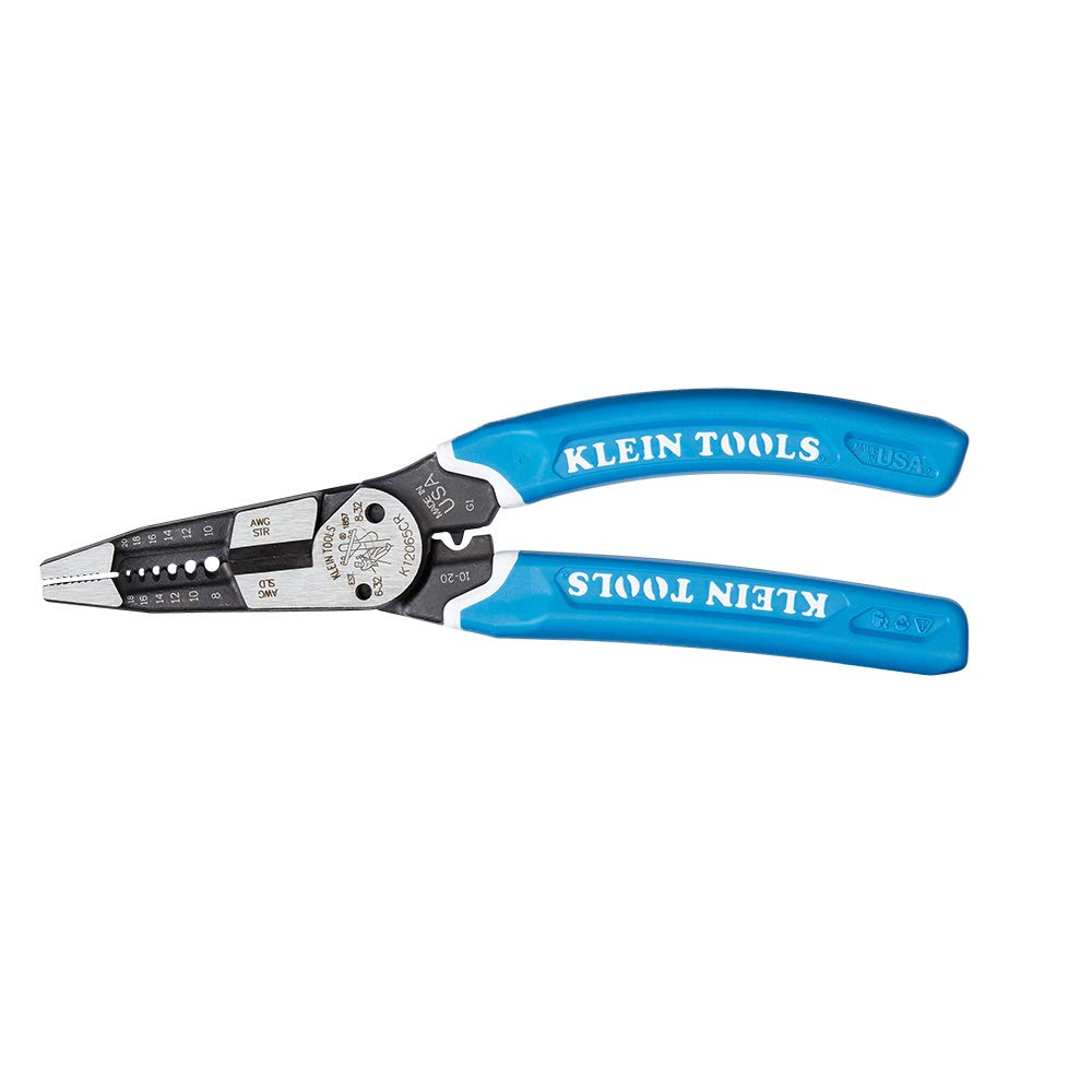 Klein Tools K12065CR narzędzie do ściągania izolacji/obcinarki, do cięcia, ściągania, zaciskania, skręcania (8-18 AWG solidne, 10-20 AWG)